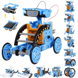 sillbird stem projects 12 in 1 solar robot toys for kids, 190 pieces solar and cell powered dual drive motor diy building science learning educational experiment kit, gift for boys girls aged 8-12