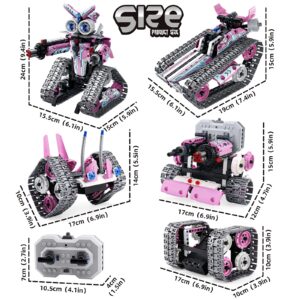 Amy&Benton Girls Remote Control Robot Building Kit Stem Pink Robot Kit with APP for 7 8 9 10 11 12 Year Old Girls Birthday Gifts