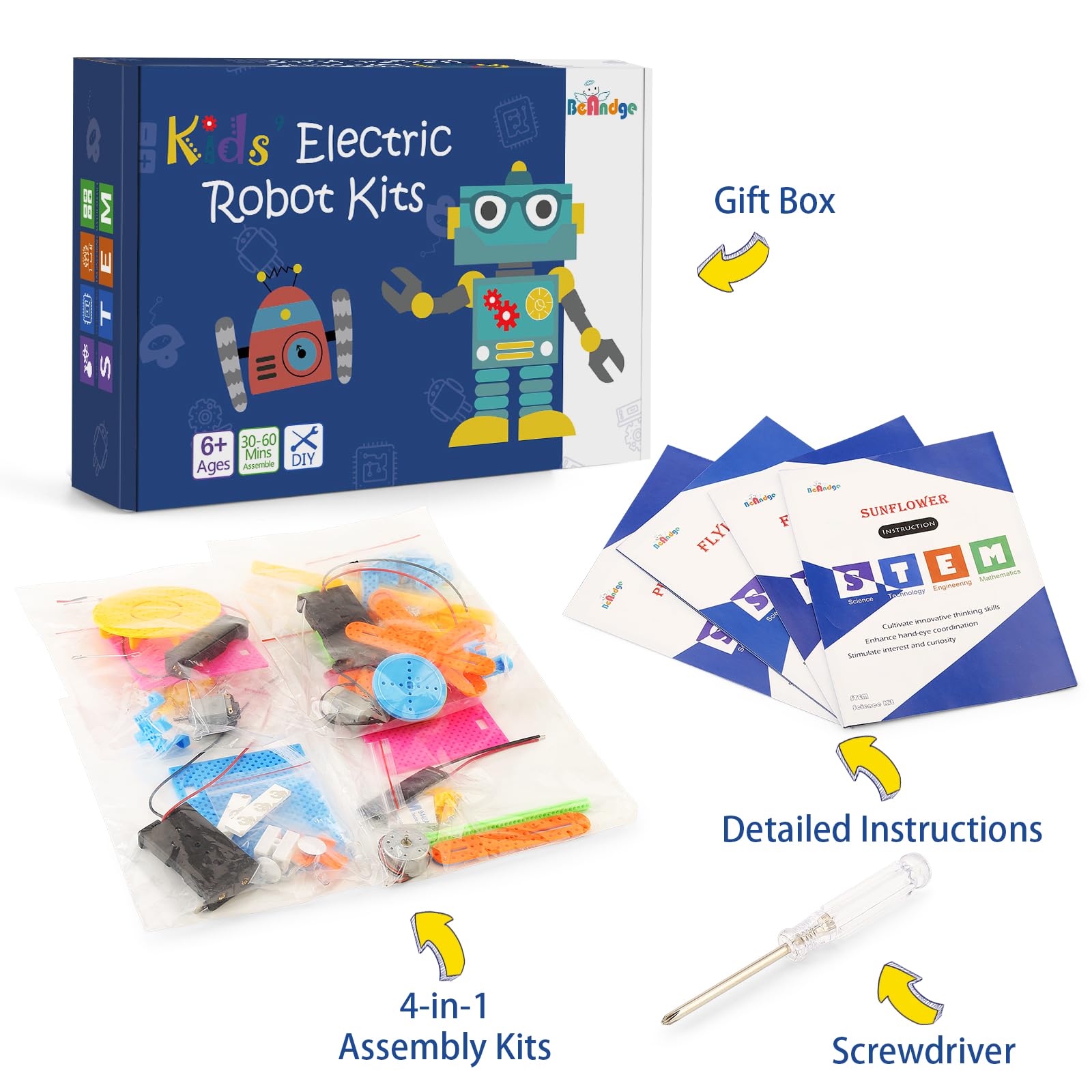 STEM Kit for Girls, Kids Crafts 8-12 Boys, Science Projects Activities Electronic Building Kits 6-8, 4-in-1 Craft Sets for Girl Engineering Toys, DIY Electronics Gifts Age 6 7 8 9 10 11 12 Year Old