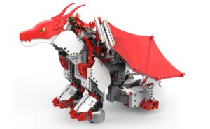 jimu robot mythical series: firebot kit/app-enabled building & coding stem robot kit (606 pcs), red, model:jra0601