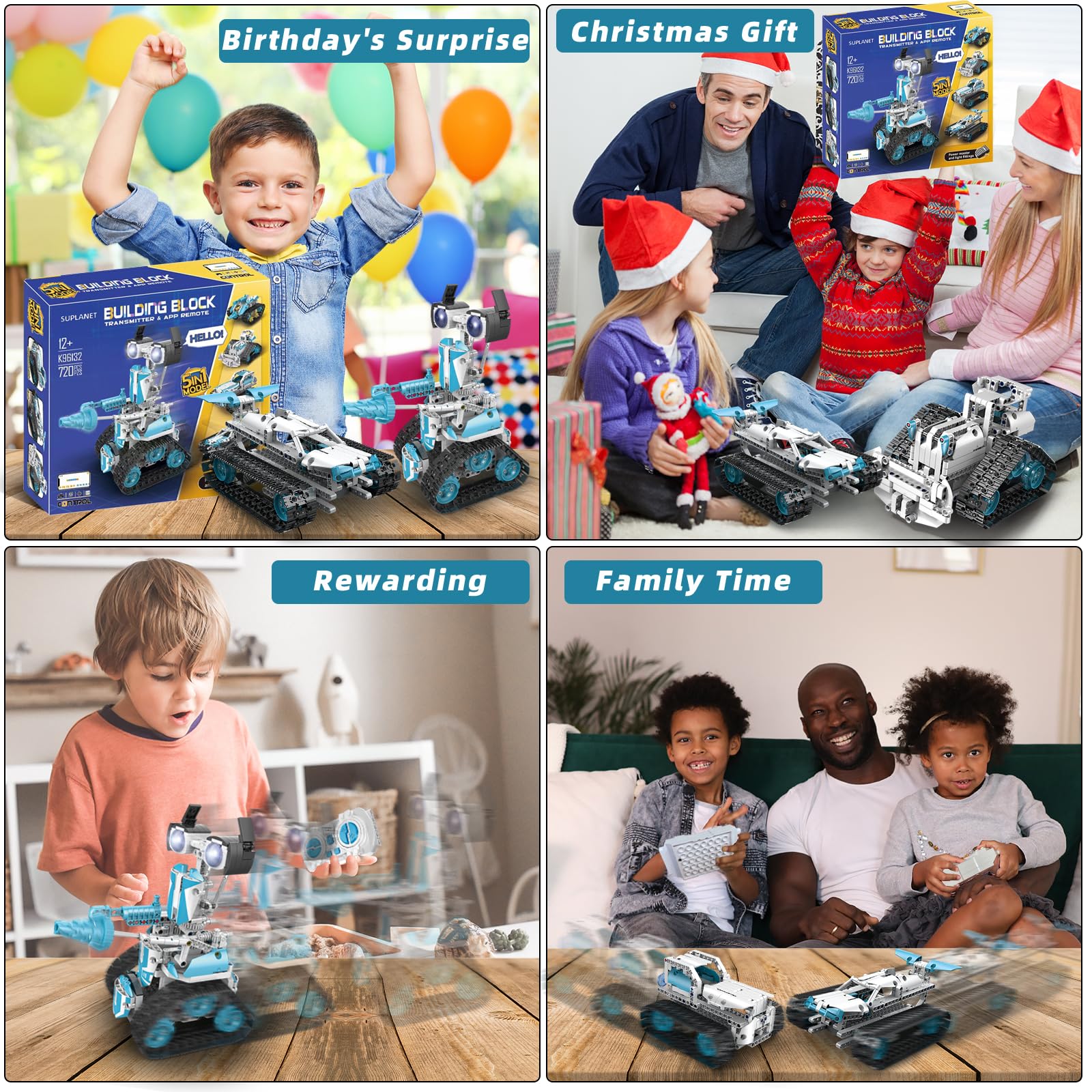 Suplanet STEM Robot for Kids Ages 8-14, 5-in-1 Remote Control and APP Programmable Robot Toys - 720 Pcs DIY Building Science Educational Kit, Building Block Birthday Gift for Teen Boys Girls