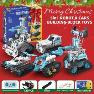 Suplanet STEM Robot for Kids Ages 8-14, 5-in-1 Remote Control and APP Programmable Robot Toys - 720 Pcs DIY Building Science Educational Kit, Building Block Birthday Gift for Teen Boys Girls