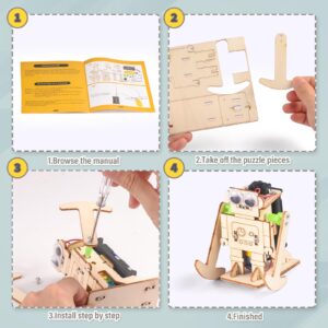 STEM Kits for Kids Ages 8-10-12, Robot Building Crafts Kit for Boys Age 6-8, Wood Science Projects, 3D Wooden Puzzles, Woodworking Model Stem Toys for 5 6 7 8 9 10 11 12 13+