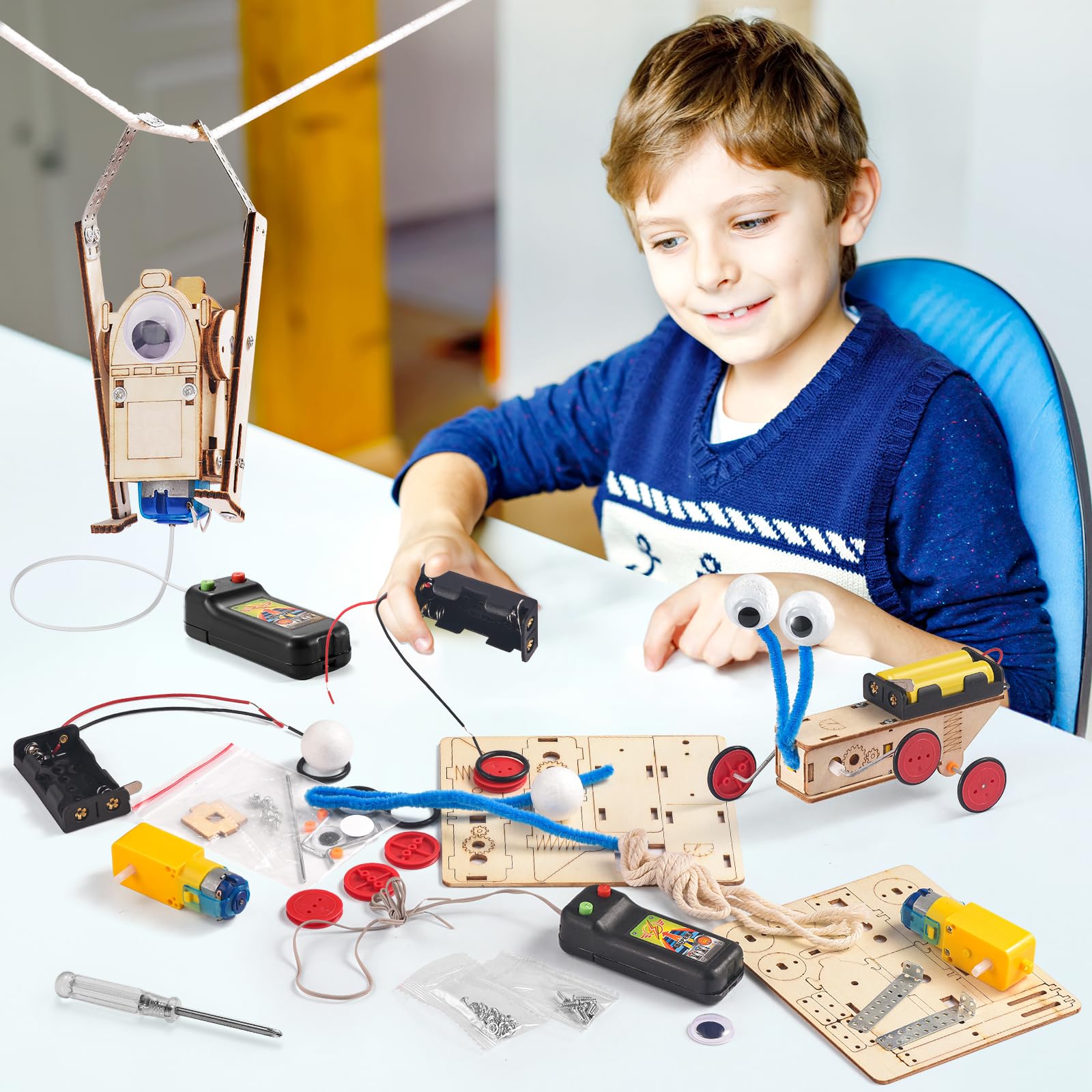 STEM Kits for Kids Ages 8-10-12, Robot Building Crafts Kit for Boys Age 6-8, Wood Science Projects, 3D Wooden Puzzles, Woodworking Model Stem Toys for 5 6 7 8 9 10 11 12 13+