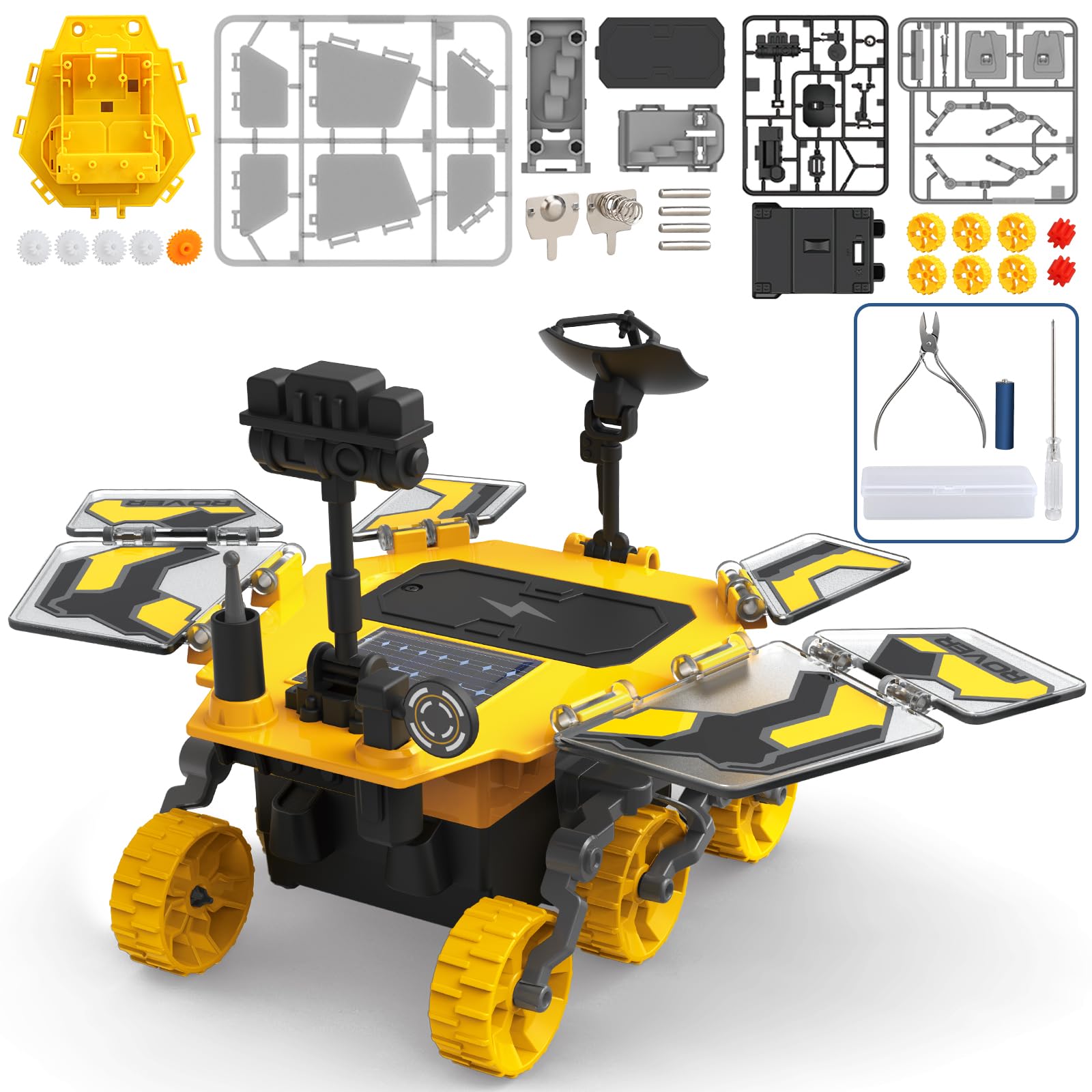 Aucogia Solar Power Mars Rover STEM Educational Toys for Kids Ages 8-12, Space Toys DIY Science Kit with Two Energy Modes as Birthday Gifts for 8 9 10 11 12 Years Old Boys Girls Teens