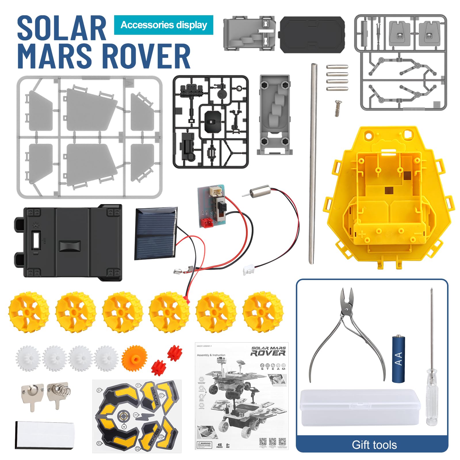 Aucogia Solar Power Mars Rover STEM Educational Toys for Kids Ages 8-12, Space Toys DIY Science Kit with Two Energy Modes as Birthday Gifts for 8 9 10 11 12 Years Old Boys Girls Teens