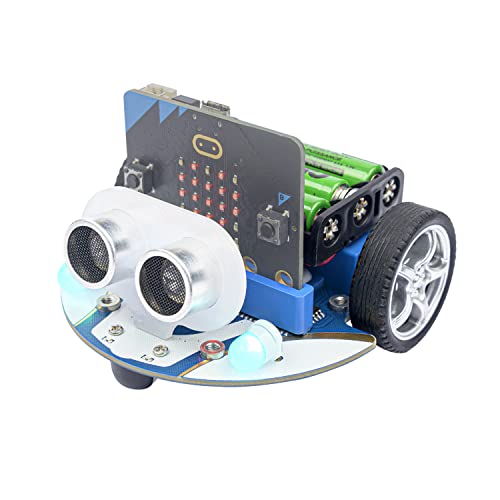 ELECFREAKS microbit Mini Cutebot Kit Compatible with BBC Micro:bit V2 and V1, DIY Programmable Robot Car Kit, STEM Educational Project, Graphical Makecode Coding Car(Without Micro:bit and AAA Battery)