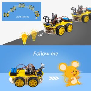 LAFVIN 4WD Multi Robot Car Kit Upgraded V2.0 Robot STEM/Graphical Programming Robot Car Compatible with Arduino IDE with Tutorial