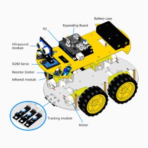 LAFVIN 4WD Multi Robot Car Kit Upgraded V2.0 Robot STEM/Graphical Programming Robot Car Compatible with Arduino IDE with Tutorial