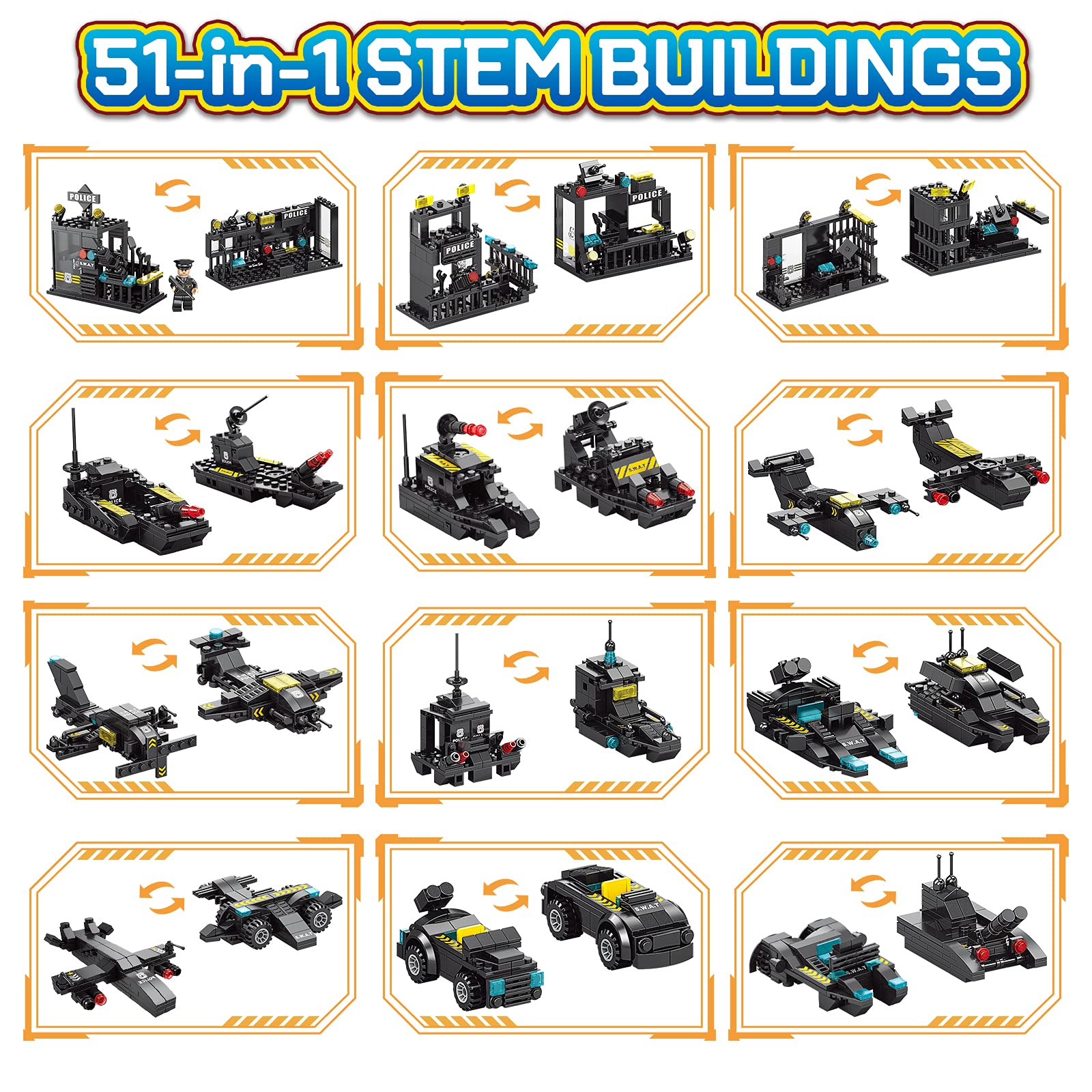 HISTOYE 51-in-1 Robot Building Kit - STEM Toys Erector Set for Kids 8-12 - Engineering Construction Toys Gifts for Kids Age 6-12