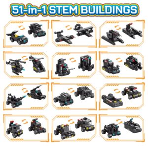 HISTOYE 51-in-1 Robot Building Kit - STEM Toys Erector Set for Kids 8-12 - Engineering Construction Toys Gifts for Kids Age 6-12