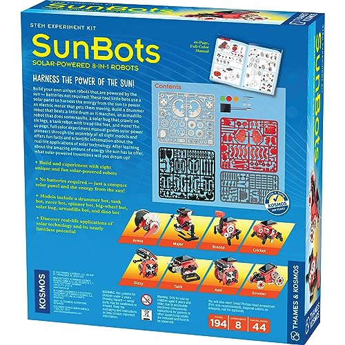 Thames & Kosmos SunBots: Solar-Powered 8-in-1 Robots STEM Experiment Kit | Build 8 Cool Solar-Powered Robots | No Batteries Required | Learn About Solar Energy & Technology | Solar Panel Included