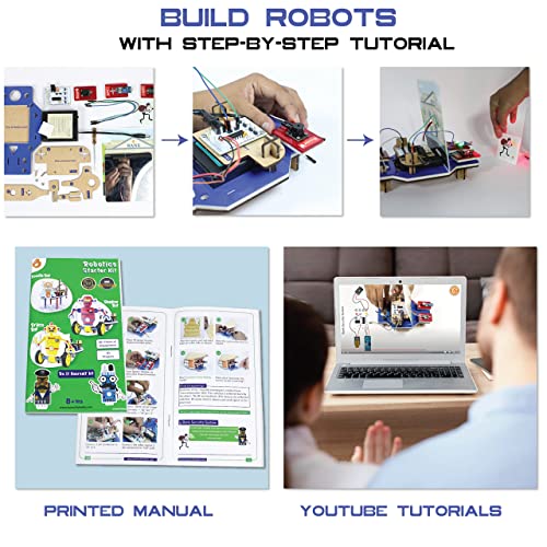 ButterflyEdufields STEM Robotics Projects Kit 10in1 Robots with Sensors for Ages 8-12 Electronics Engineering Kit with Circuit Board for Kids | Homeschooling | 50+ Parts