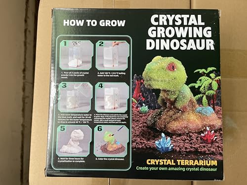 Dinosaur Crystal Growing Kit - STEM Science Experiment for Kids Ages 8-12, Grow Your Own Crystal Terrarium, DIY Gift for Christmas or Birthdays