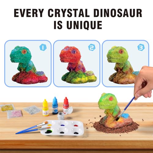 Dinosaur Crystal Growing Kit - STEM Science Experiment for Kids Ages 8-12, Grow Your Own Crystal Terrarium, DIY Gift for Christmas or Birthdays