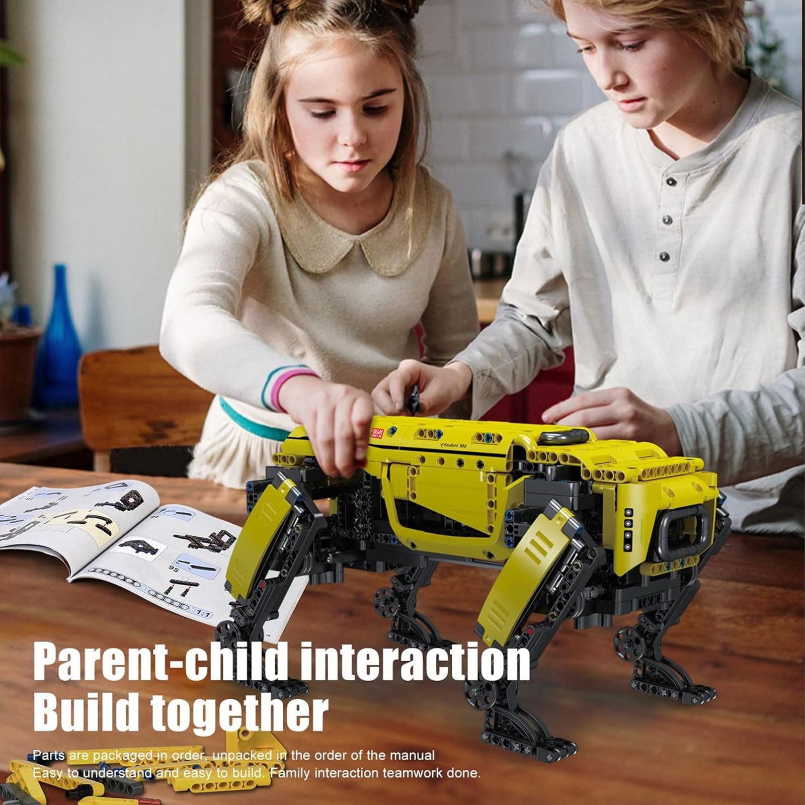 Mould King 15066 Robot Dog Building Kit, 936PCS Yellow APP RC Programmable STEM Toy, Power Module & Educational Model