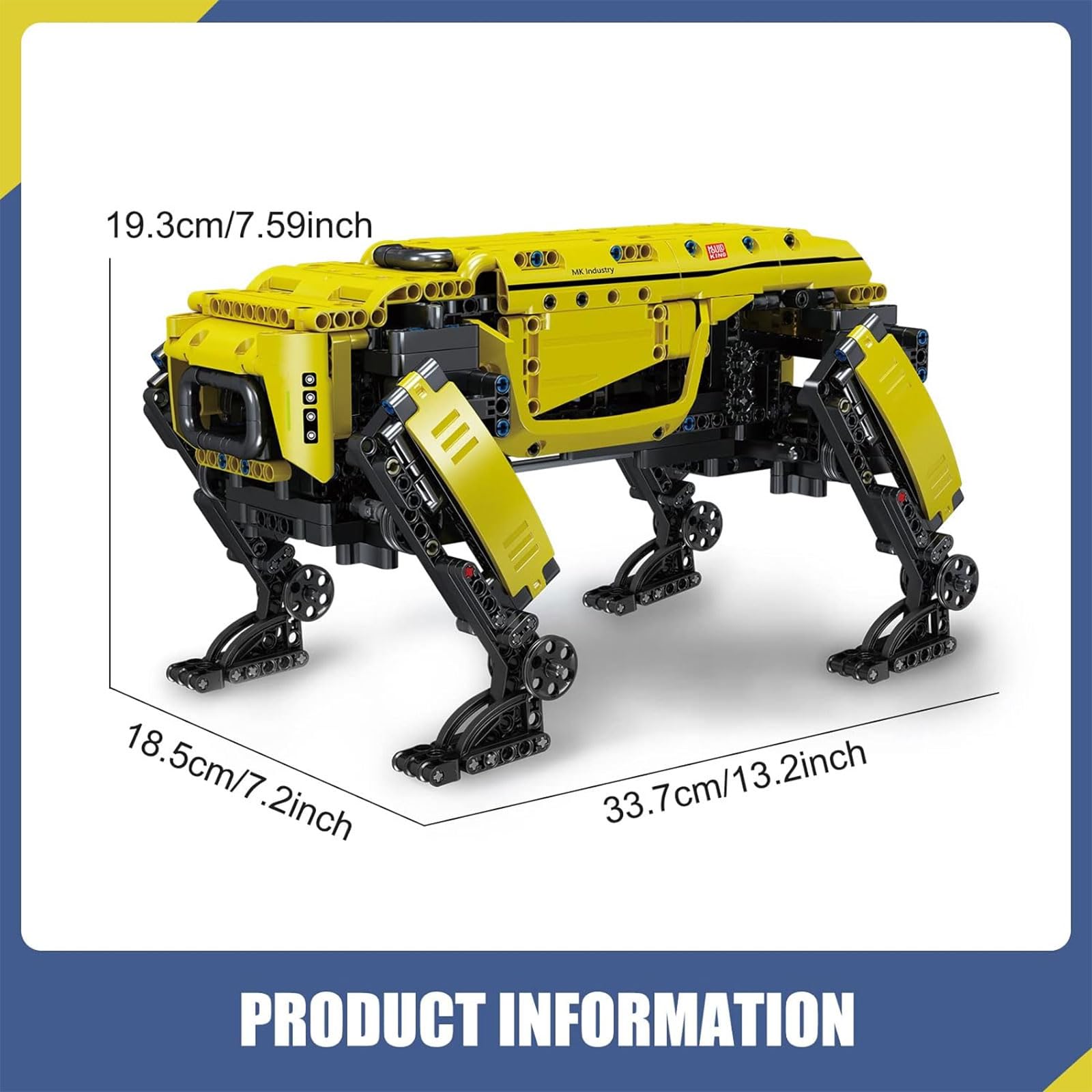 Mould King 15066 Robot Dog Building Kit, 936PCS Yellow APP RC Programmable STEM Toy, Power Module & Educational Model