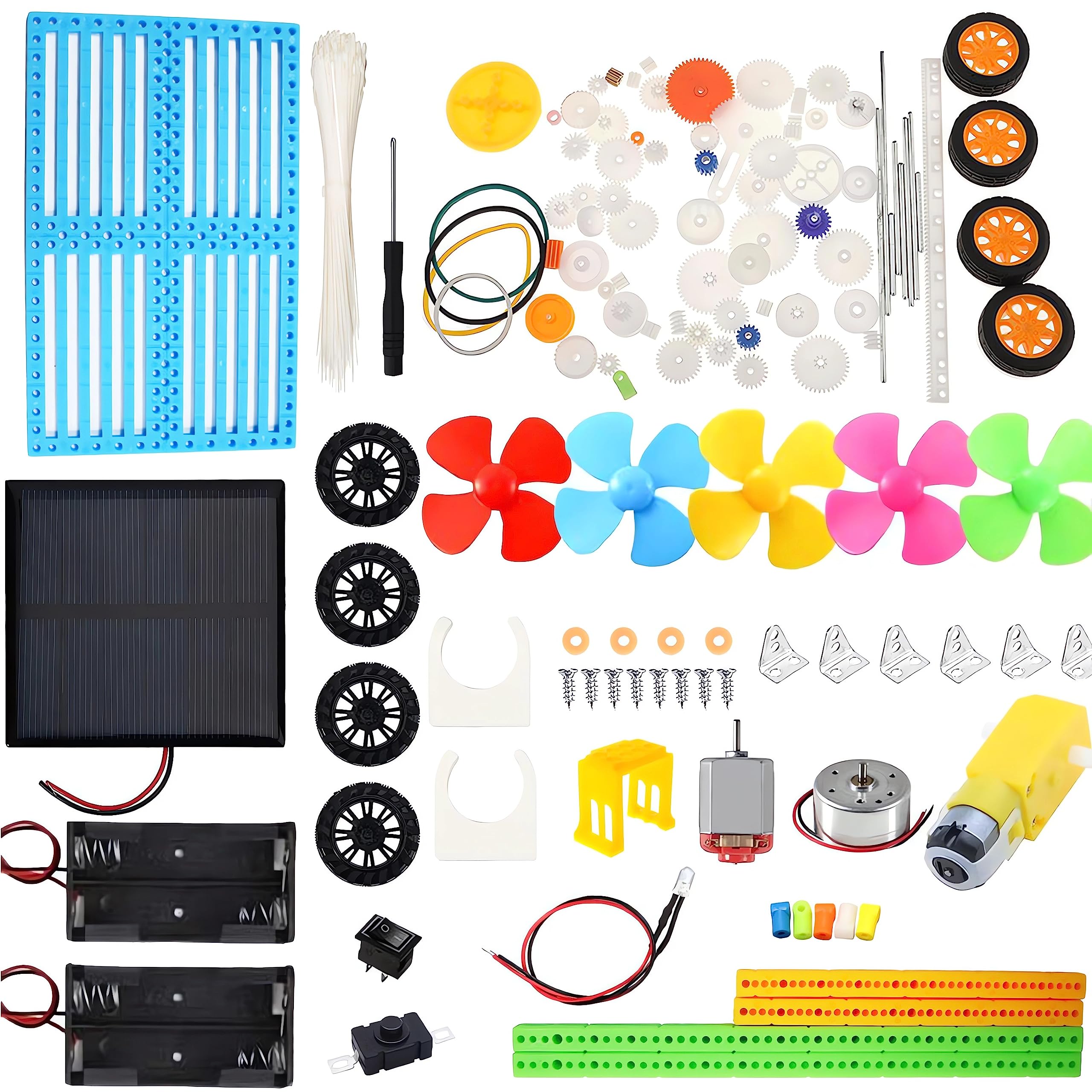 Electric Circuit Motor Kit with Solar Panel, Solar Motor Kit for Kids Physics Science Experiment Learning Kits, DIY Educational STEM Project for Kids & Teens, Girls & Boys