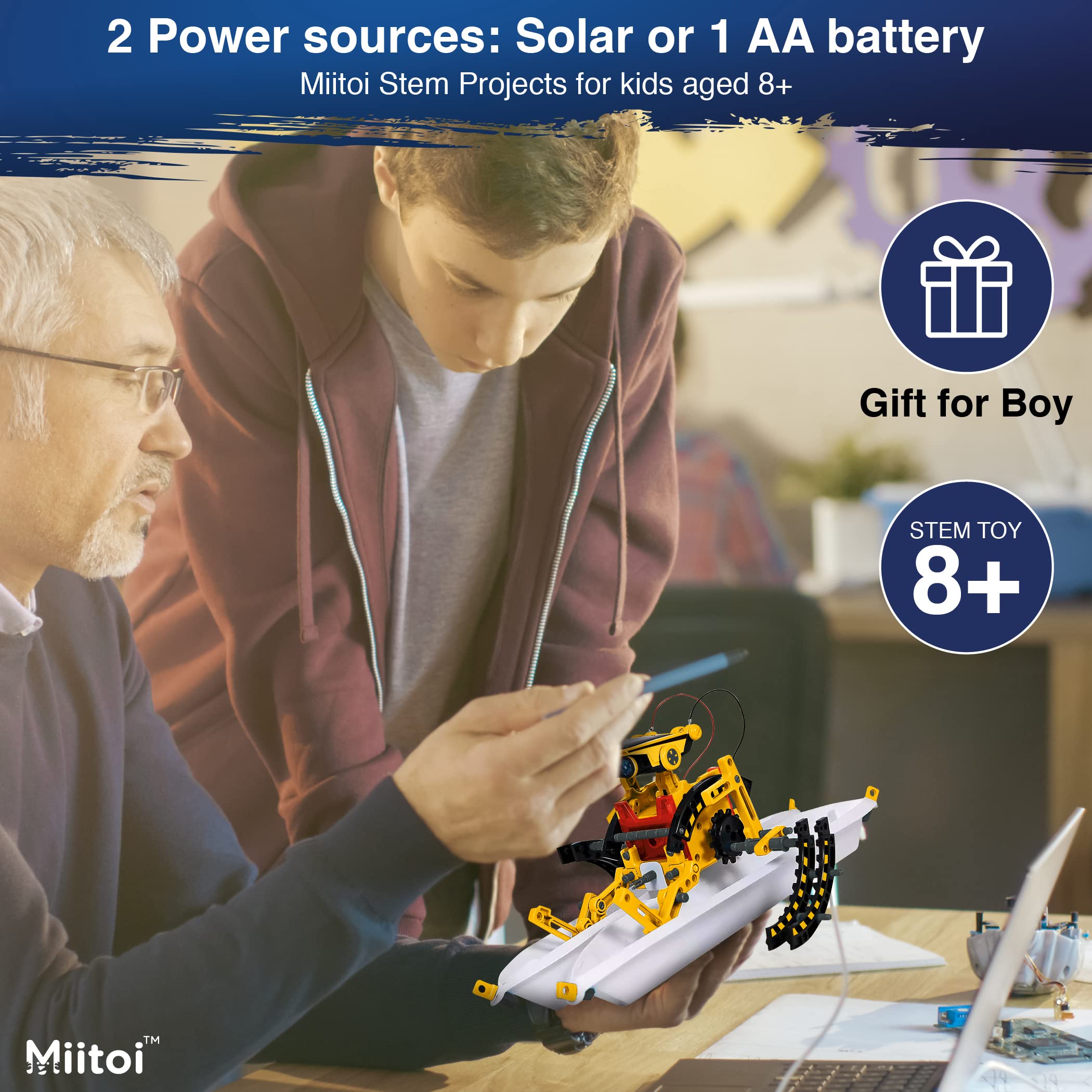 Miitoi 12 in 1 Solar STEM Robot Kit, Educational Building Gift Set,Science Experiment Set, Stem Projects for Kids Ages 8-12, Solar Robot Building Kit, Toys for Boys, Robot Toys