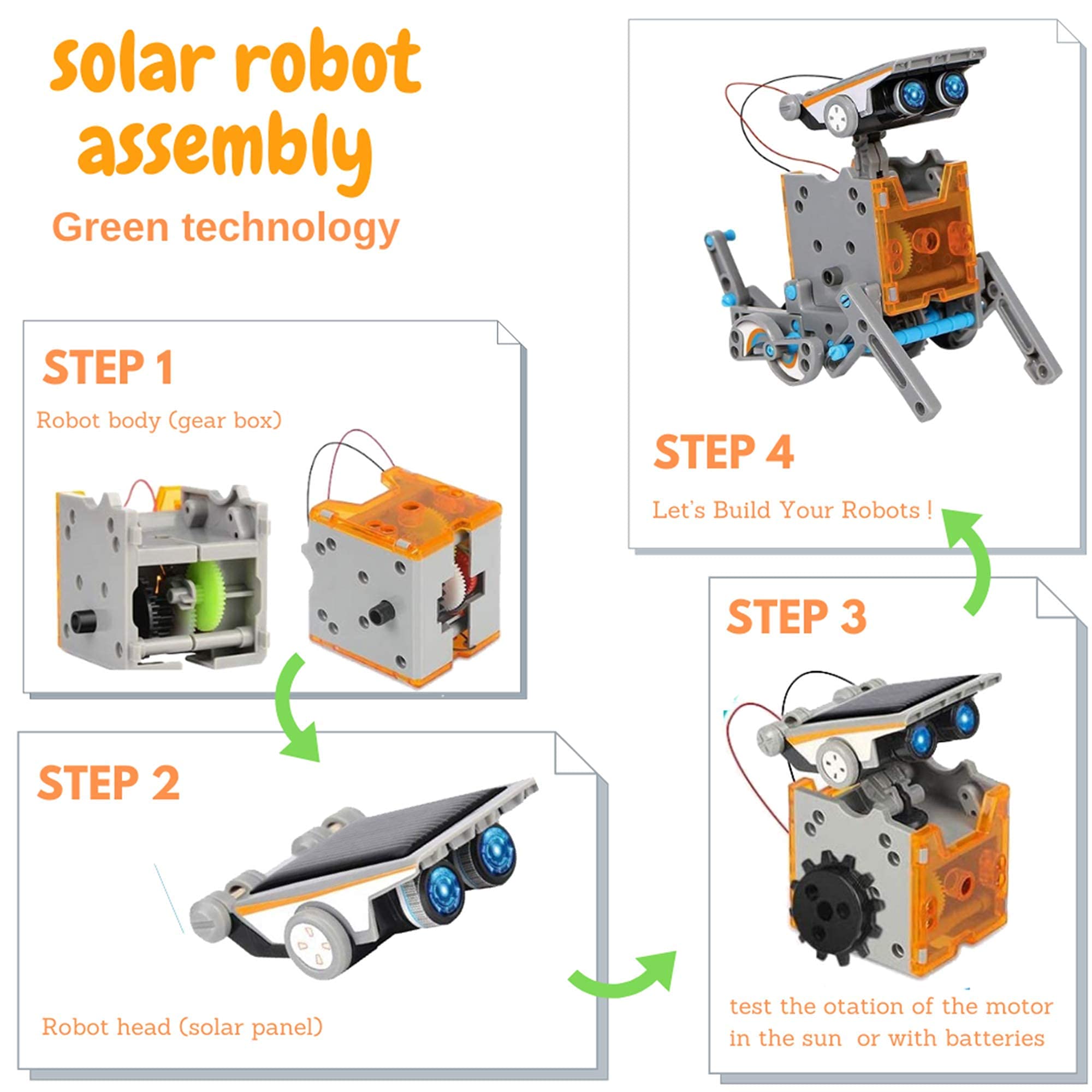 WISHKY TOYS STEM 12-in-1 Solar Robot Toys, Building Science Educational Experiment Kit for Kids Aged 8-12 | 190 Pcs Robotics kit for Kids, Young Engineer Gift for Boys Girls Aged 8-12 & Up