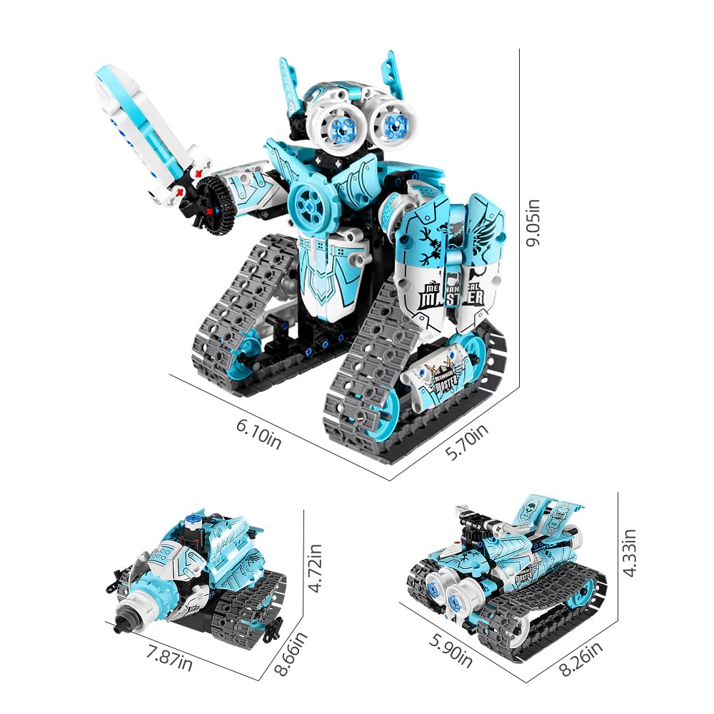 PinkBee Robot Toys Building Blocks Set 3-in-1 APP Remote Control Truck Tank Stem Projects Science Kits for Kids 6 7 8 9 10 Age 8-12 Year Old Boys Compatible with Lego (398 Pcs)