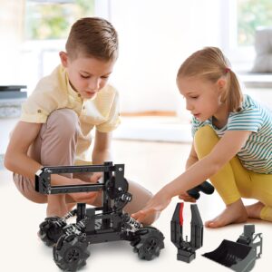 VANLINNY Robot Arm Kit and Remote Control Excavator,3 in 1 Science Kits with 4-DOF Robotic Car,Electronic Programming Toy for Kids Age 8+,Promotes STEM Interest in Science,Birthday Gifts for Boy/Girl.