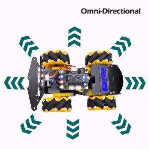 Adeept 4WD Robot Kit Omni-directional Mecanum Wheels Car for ESP32-S3 Banana Pi PicoW-S3 DIY STEM Remote Educational Robotic with LCD1602 Display, Python Code PDF Tutorials for Adult Kids Gift