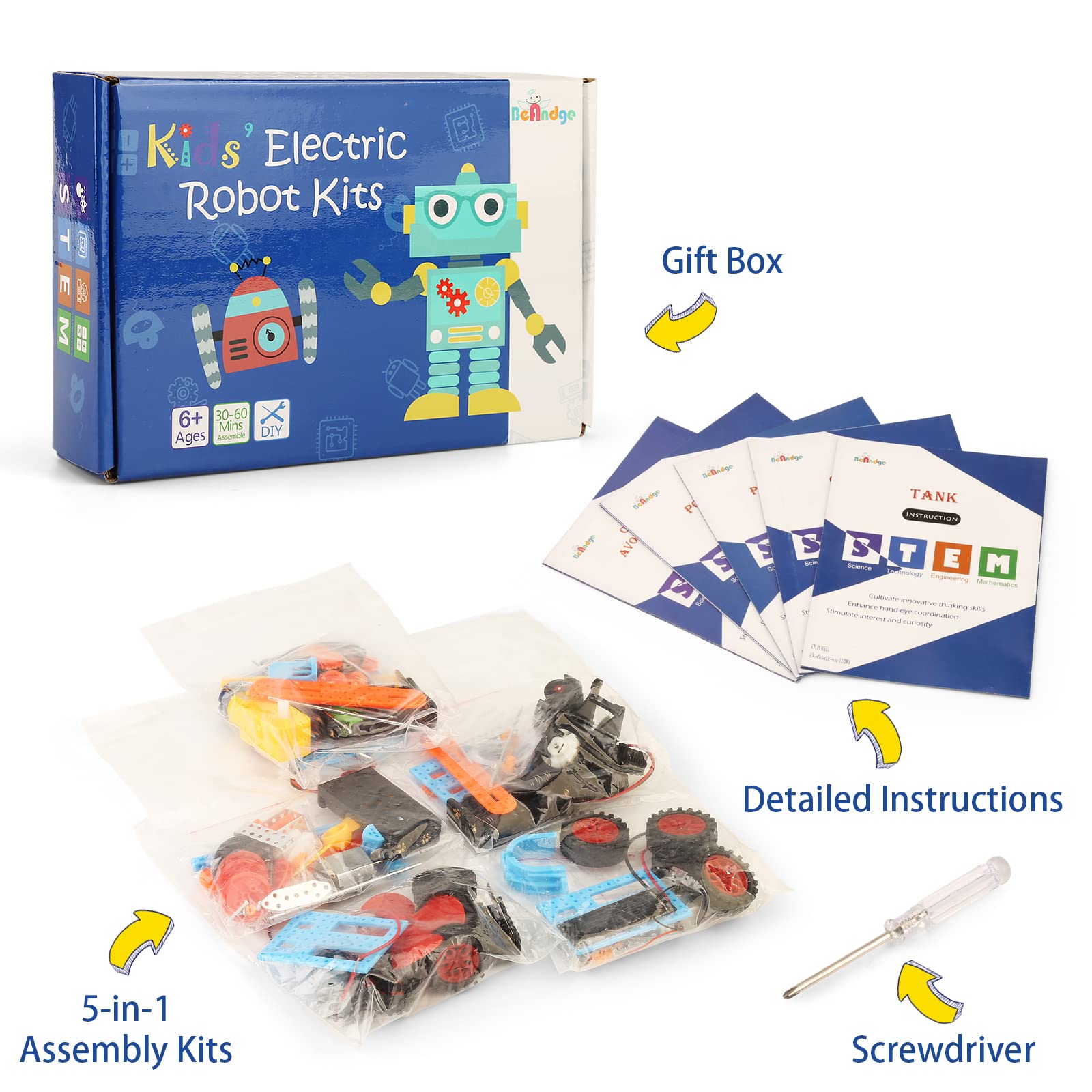 10 Set STEM Robot Car Kit, Science Projects for Kids 8-12, Robotics Craft Building Kits for Boys 6-8, Engineering Activities Experiments Electronics Toys for Girls, Gift Idea 6 7 8 9 10 11 12 13 Year