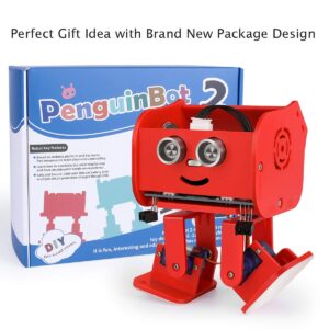 ELEGOO Penguin Bot Biped Robot Kit Compatible with Arduino IDE, STEM Project for Kids, Teens, Adults, Robotics & Engineering Toy, Science & Coding Set for Kids, Gift for Boys Girls (Red)