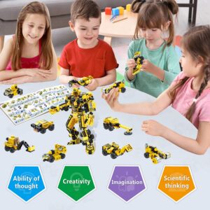 LUKAT Robot STEM Building Toys for 6 Year Old Boys, 573 pcs Construction Toy Engineering Building Bricks Construction Vehicles Kit Best Gift for Kids Age 6 7 8 9 10 11 Year Old 1