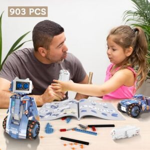 YESHIN Robot Building STEM Toys: 5 in 1 STEM Projects for Kids Ages 8-12, Remote & APP Control Educational Coding Kit, DIY Rechargeable Robot Gifts for Boys Girls (903 Pcs)