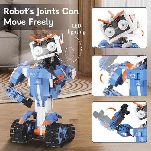 YESHIN Robot Building STEM Toys: 5 in 1 STEM Projects for Kids Ages 8-12, Remote & APP Control Educational Coding Kit, DIY Rechargeable Robot Gifts for Boys Girls (903 Pcs)