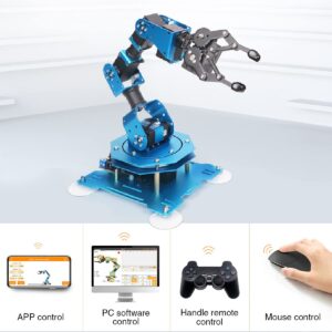 LewanSoul Robotic Arm for Arduino Coding Programming 6DOF xArm 1S STEM Educational Building Robot Arm Kits, 6 AXIS Full Metal Robotic Arm Wireless Handle/PC/App/Mouse Control Learning Robot