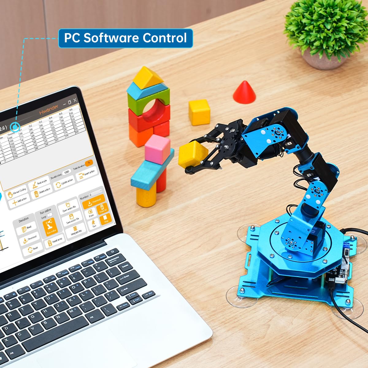 LewanSoul Robotic Arm for Arduino Coding Programming 6DOF xArm 1S STEM Educational Building Robot Arm Kits, 6 AXIS Full Metal Robotic Arm Wireless Handle/PC/App/Mouse Control Learning Robot