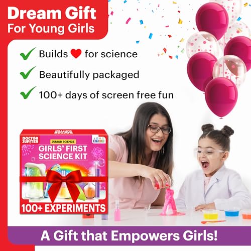 Doctor Jupiter Girls First Science Experiment Kit for Kids Ages 4-5-6-7-8| Birthday Gift Ideas for 4-8 Year Old Girls| STEM Learning & Educational Toys