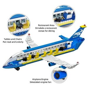 WINGIFT 491 Piece City Passenger Airplane Building Set, 6 IN1 Airplane Bricks Toy-Airbus, Creative Building Projects with Shuttle Bus, Baggage Truck, Top STEM Toy for Boy and Girl Ages 6 7 8+