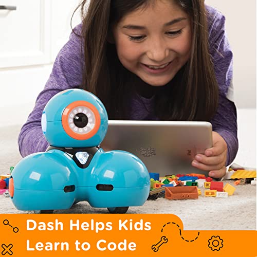 Wonder Workshop Dash Robot Wonder Pack – Coding Educational Bundle for Kids 6+ – Free STEM Apps with Instructional Videos - Launcher Toy, Sketch Kit Drawing, Gripper Building