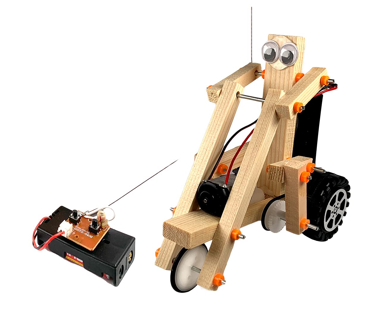 Pica Toys Wooden Wireless Remote Control Robotics Bicycle K3 - Creative Engineering Circuit Science STEM Building Kit - Electric Motor DIY Experiment for Kids, Teens and Adults