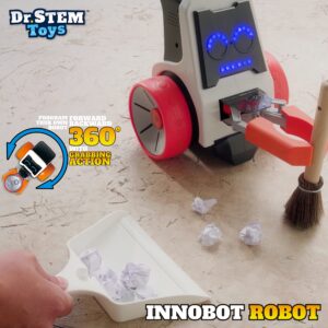 Dr. STEM Toys Innobot Coding Robot Toy | Robotics Science Kit for Kids Ages 8 & Up | Bluetooth Enabled, Easy to Build & Program, Performs Multiple Stunts & Chores | Kids Learn Coding as They Play