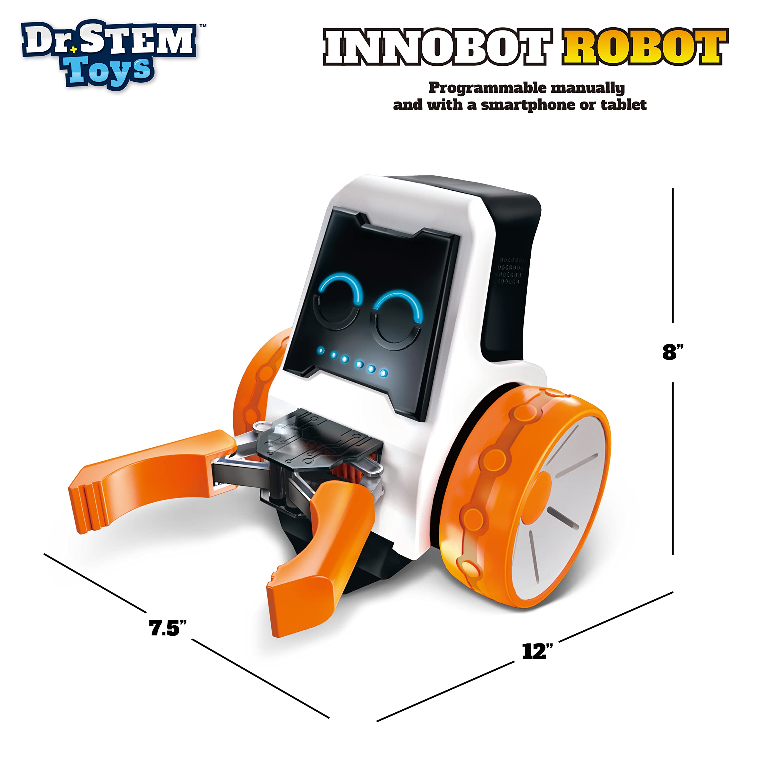 Dr. STEM Toys Innobot Coding Robot Toy | Robotics Science Kit for Kids Ages 8 & Up | Bluetooth Enabled, Easy to Build & Program, Performs Multiple Stunts & Chores | Kids Learn Coding as They Play