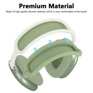 Silicone Case Cover for AirPods Max Headphones, Clear Soft TPU Ear Cups Cover/Ear Pad Case Cover/Headband Cover for AirPods Max, Transparent Accessories Silicone Protector for Apple AirPods Max, Green