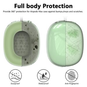 Silicone Case Cover for AirPods Max Headphones, Clear Soft TPU Ear Cups Cover/Ear Pad Case Cover/Headband Cover for AirPods Max, Transparent Accessories Silicone Protector for Apple AirPods Max, Green