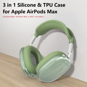 Silicone Case Cover for AirPods Max Headphones, Clear Soft TPU Ear Cups Cover/Ear Pad Case Cover/Headband Cover for AirPods Max, Transparent Accessories Silicone Protector for Apple AirPods Max, Green