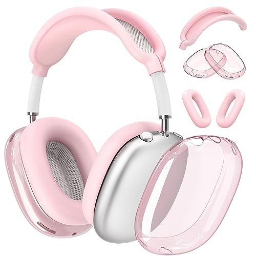 【3 in 1】 Case Cover for AirPods Max Headphones, Anti-Scratch Sweat-Proof Ear Pad Covers/Ear Cups Cover/Headband Cover Protectorfor Apple AirPods Max - Pink