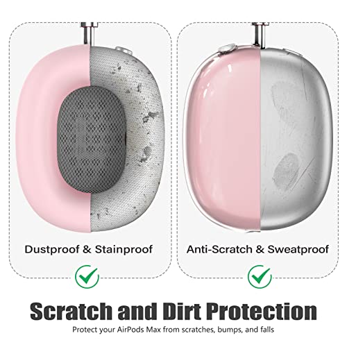 【3 in 1】 Case Cover for AirPods Max Headphones, Anti-Scratch Sweat-Proof Ear Pad Covers/Ear Cups Cover/Headband Cover Protectorfor Apple AirPods Max - Pink