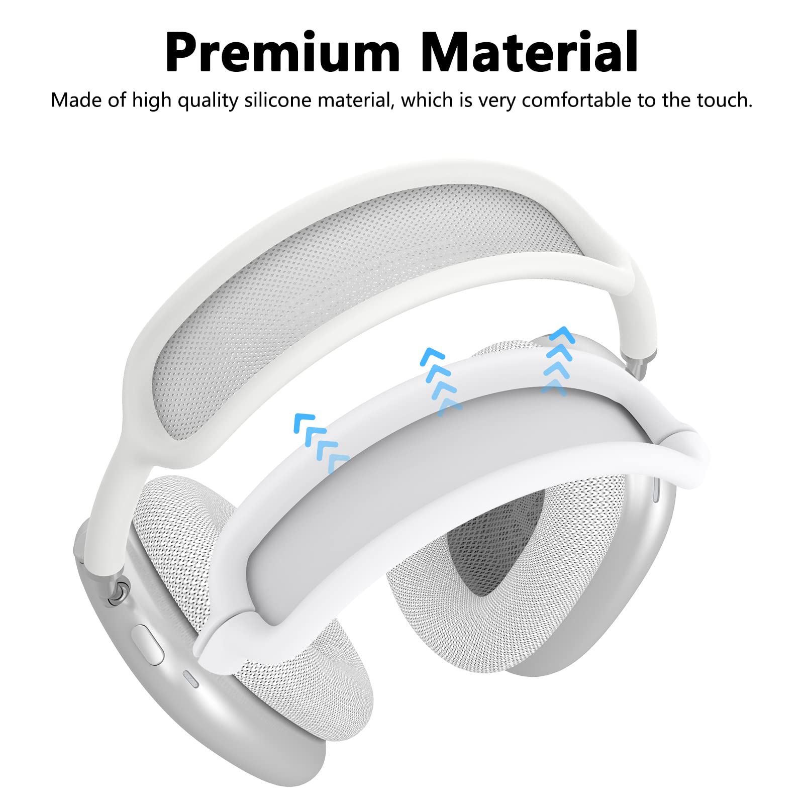 Silicone Case Cover for AirPods Max Headphones, Anti-Scratch Ear Pad Case Cover/Ear Cups Cover/Headband Cover for AirPods Max, Accessories Soft Silicone Skin Protector for Apple AirPods Max (White)