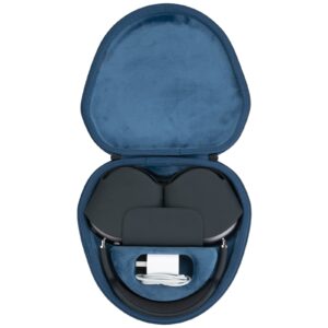 co2CREA Hard Case with Sleep Mode Replacement for Apple AirPods Max Headphone (Black Case + Inside Blue)