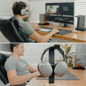 Universal Headphone Stand for Desk - Solid Wood Headset Stand for Desk - Heavy Duty Headphone Holder Desk Stand Wood, Gaming Headphone Stand, Wood Headphones Stand Compatible with Airpods Max and More