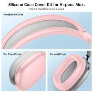 for AirPod Max Ear Covers, Soft Silicone Case Cover Kit for AirPod Max Ear Pad/Ear Cups/Headband, Anti-Scratch Protective Accessories for Apple AirPods Max Headphones (Pink)