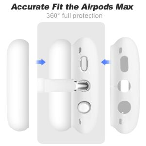 [3 in 1] Vsagier Silicone Case for AirPod Max,Ear Pad Case Cover/Ear Cups Cover/Headband Cover,Skin Anti-Scratch, Accessories Ultra Protective Cover for Apple AirPods Max(White)…